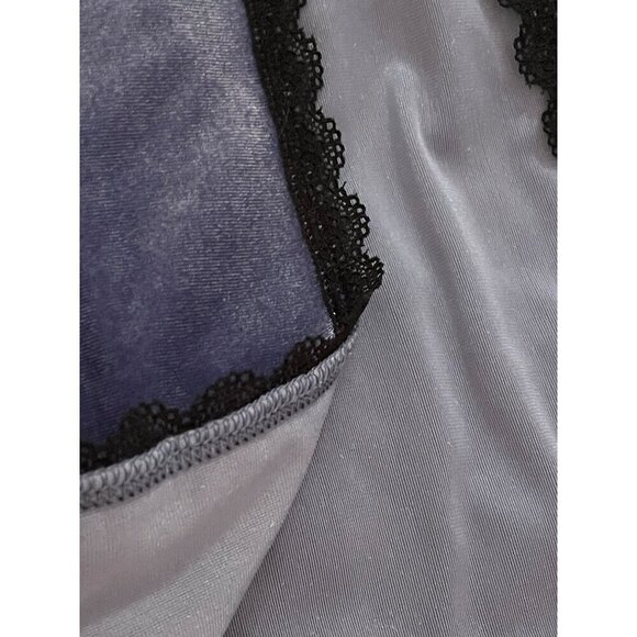 Forever 21‎ Womens Velvet Slip Dress With Lace Trim & Side Slit In Blue - Picture 4 of 15